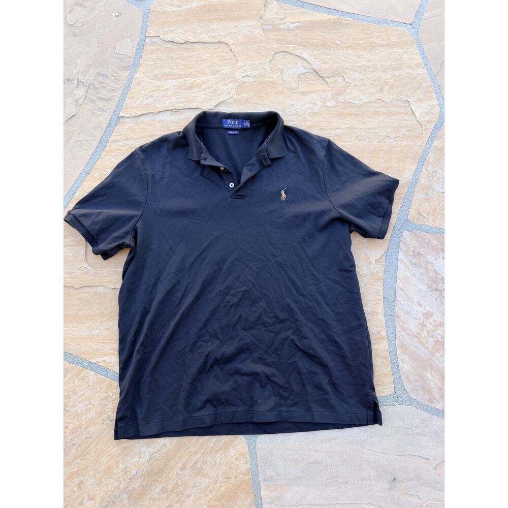 Polo By Ralph Lauren Polo Shirt Mens Large Black Pony Logo Short Sleeve CC